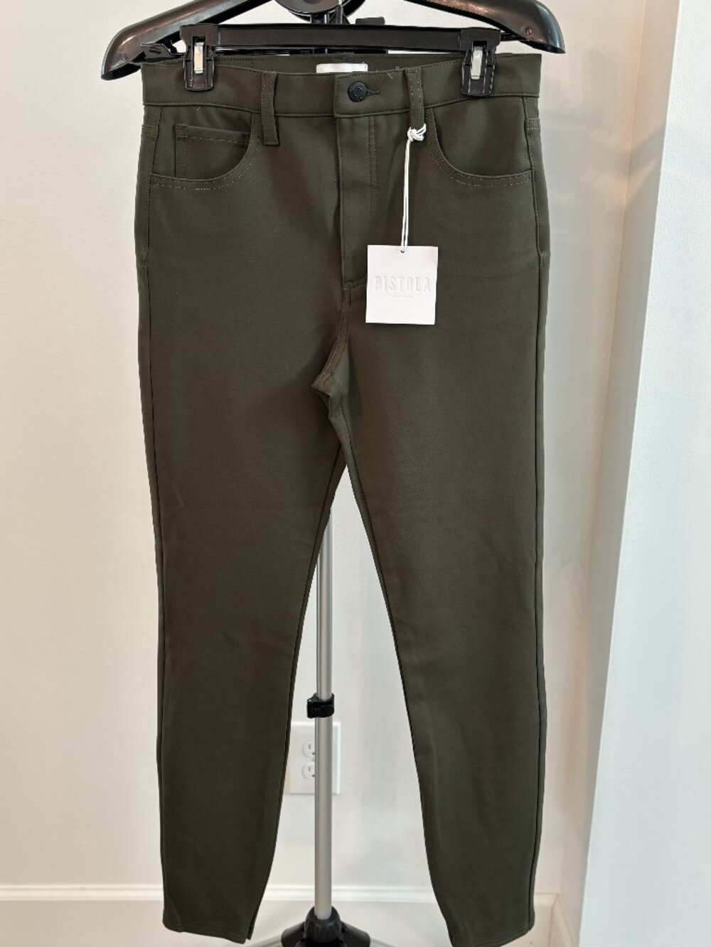 Pistola Kendal High Rise Skinny Scuba W/Zippers in Olive Size 6 NEW with Tags